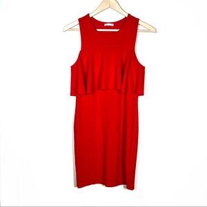 Zara size small S red high waist peplum sheath dress B116